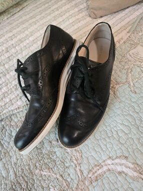 Cole Haan Black Leather Wingtip Derbies